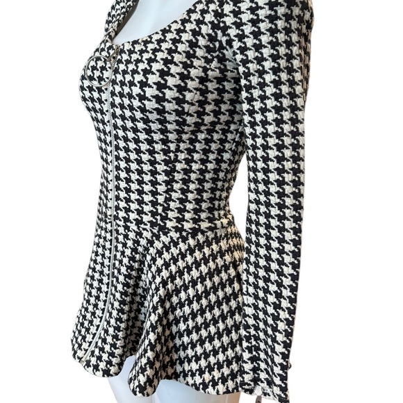 Betsey Johnson Black and White Houndstooth Long Sleeve Dress - Picture 2 of 6